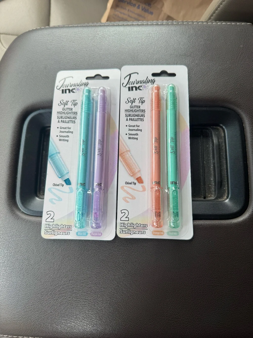 Journaling Inc Shimmery Glitter Highlighter Pen Set - Teal, Purple, Peach, Mint
